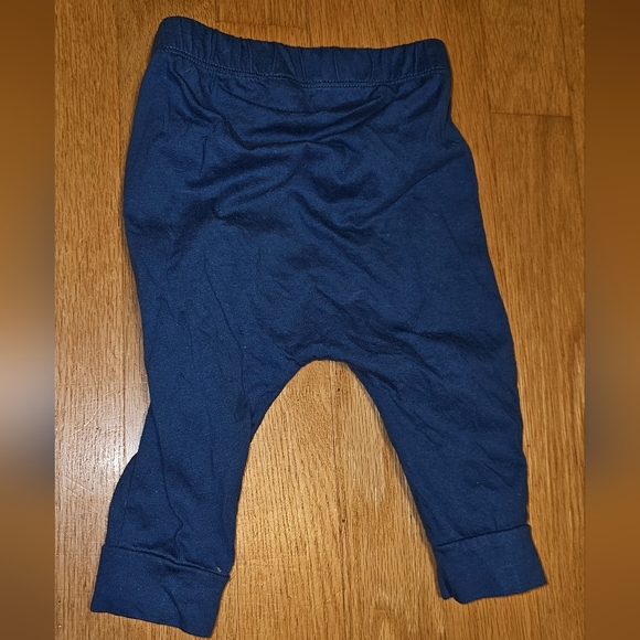 (3 for$20) blue baby pants 0-6M 3-6M on tag, elastic waistband,cuff detail - Picture 3 of 5